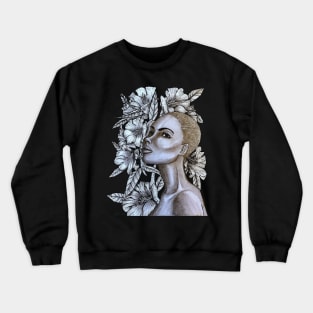 Strong Woman with Flowers Crewneck Sweatshirt